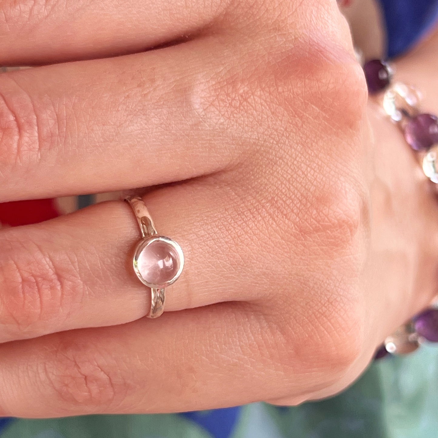 Anillo Cuarzo Rosa SAMADHI | "Amor propio y Sanación emocional" | Plata 925