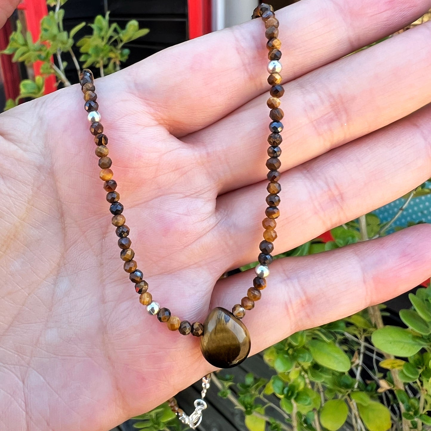 Collar "Fuerza interior y seguridad" | Ojo de tigre | Plata 925