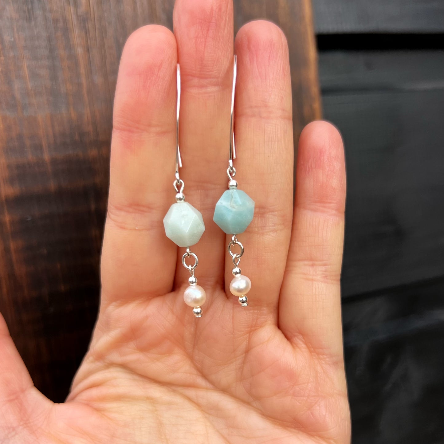 Aros Amazonita, perla de río y plata 925 |  "Voz del alma”