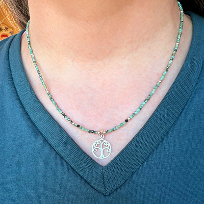 Collar "Renacimiento Interior " | Turquesa Africana y Árbol de la Vida | Plata 925
