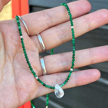 Collar "Buena Suerte y Oportunidades" | Aventurina Verde y Cuarzo Cristal | Plata 925