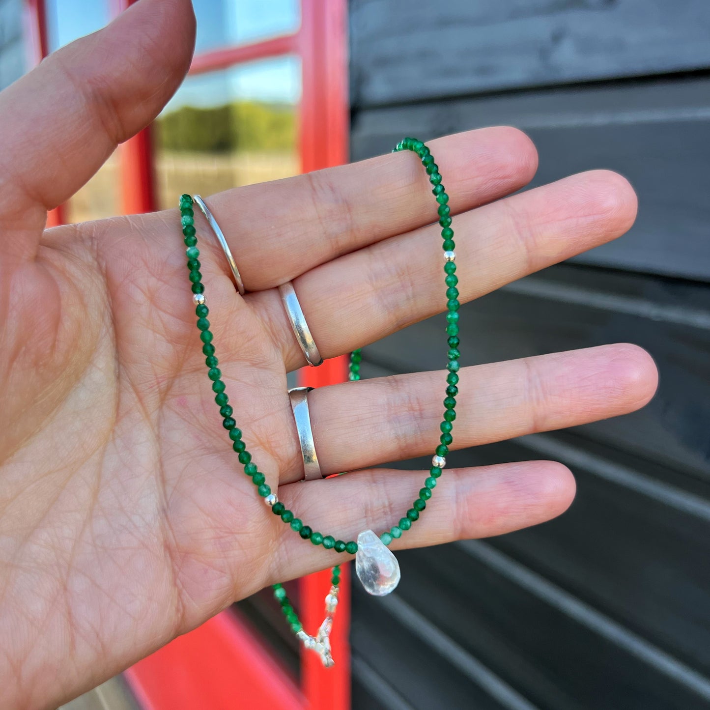 Collar "Buena Suerte y Oportunidades" | Aventurina Verde y Cuarzo Cristal | Plata 925