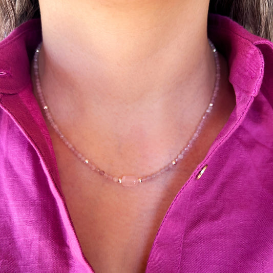 Collar Cuarzo rosa y plata 925 | “Amor propio”
