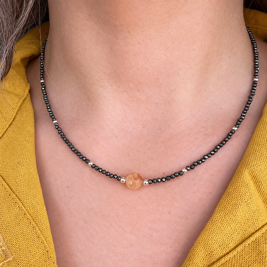 Collar citrino, pirita y plata 925 | "Prosperidad y Abundancia”