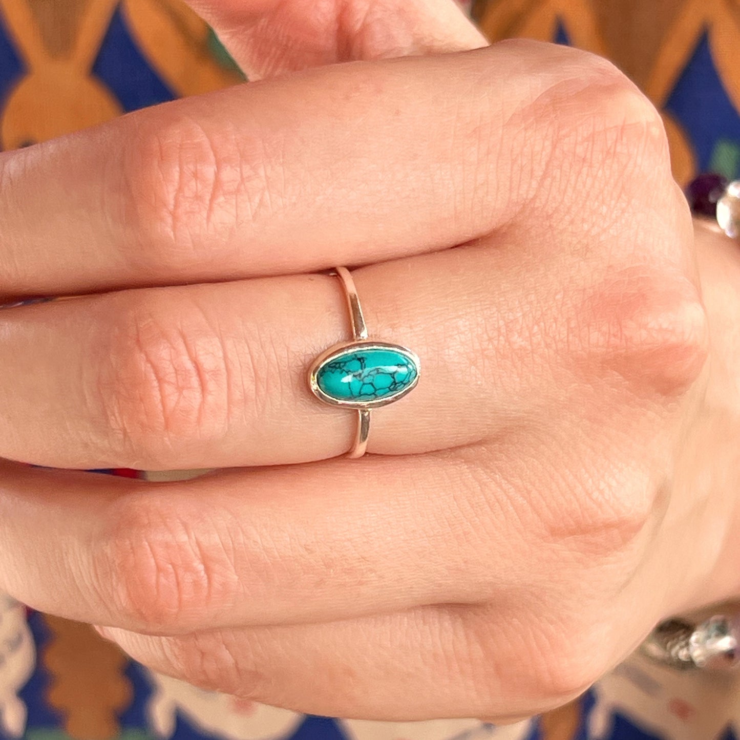 Anillo Turquesa OVALE | "Protección, Comunicación y Buena suerte" | Plata 925