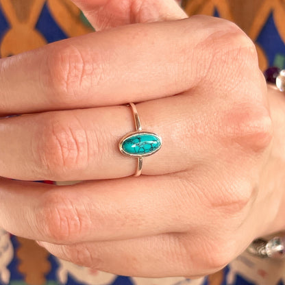 Anillo Turquesa OVALE | "Protección, Comunicación y Buena suerte" | Plata 925