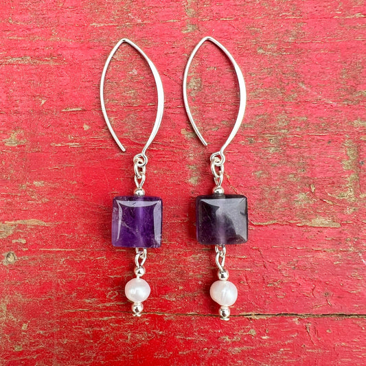 Aros Colgantes "Calma y espiritualidad"| Amatista y Plata 925