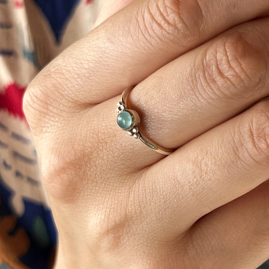 Anillo AguaMarina ANU | Claridad mental y Comunicación" | Plata 925