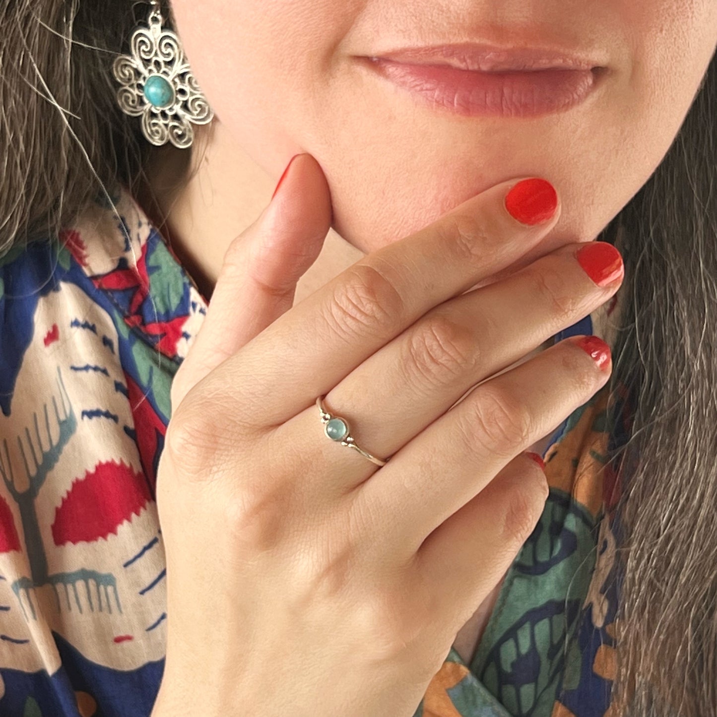 Anillo AguaMarina ANU | Claridad mental y Comunicación" | Plata 925