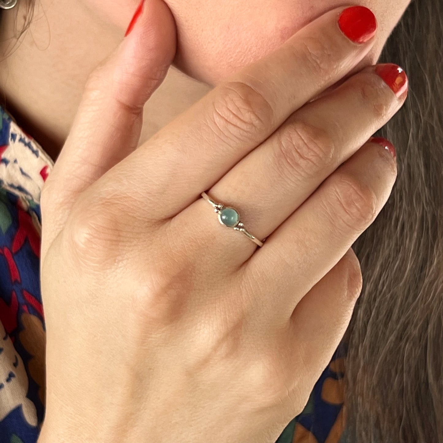 Anillo AguaMarina ANU | Claridad mental y Comunicación" | Plata 925