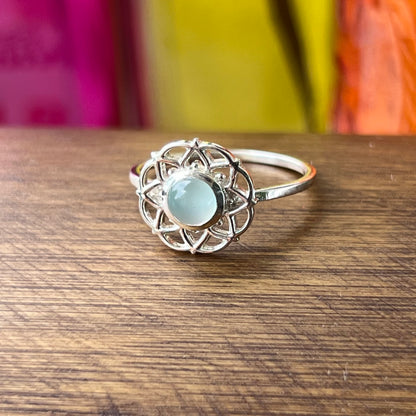 Anillo AguaMarina TARA | Claridad mental y Comunicación" | Plata 925