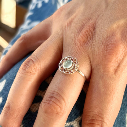 Anillo AguaMarina TARA | Claridad mental y Comunicación" | Plata 925