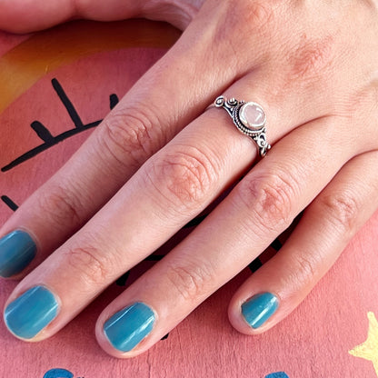 Anillo Cuarzo Rosa AGNI  | "Amor propio y Sanación emocional" | Plata 925
