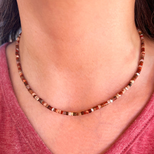 Collar "Renacimiento y fuerza" | Jaspe Mosaico y mostacilla Miyuki | Plata 925