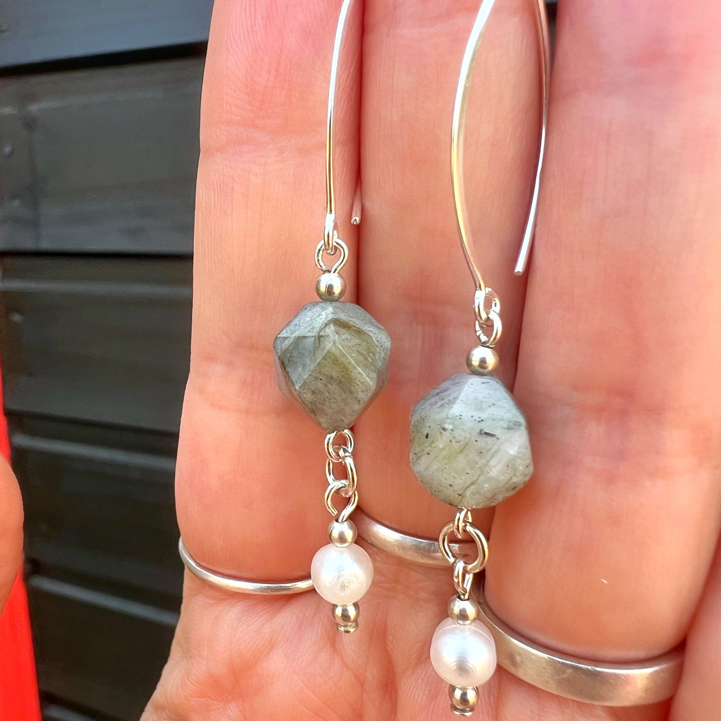 Aretes Labradorita | "Protección espiritual" | Perla de río y plata 925