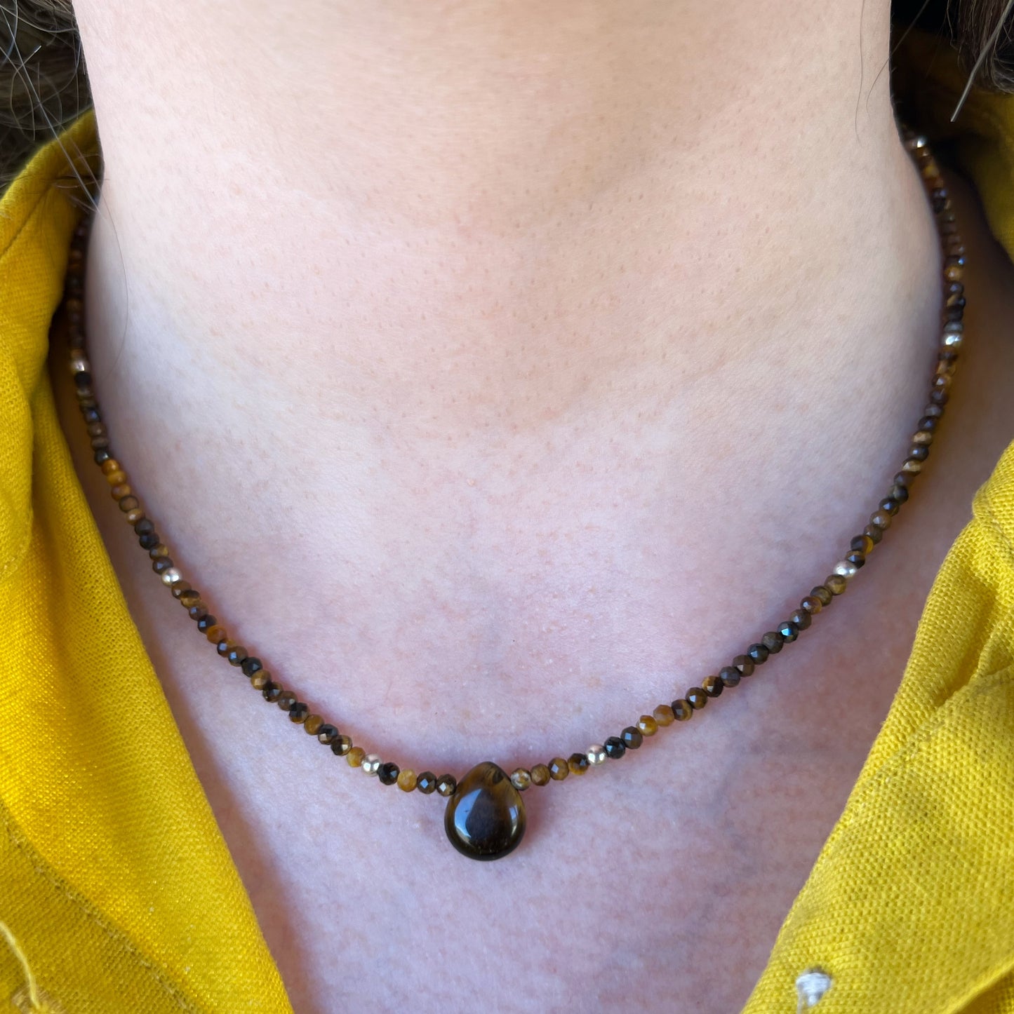 Collar "Fuerza interior y seguridad" | Ojo de tigre | Plata 925