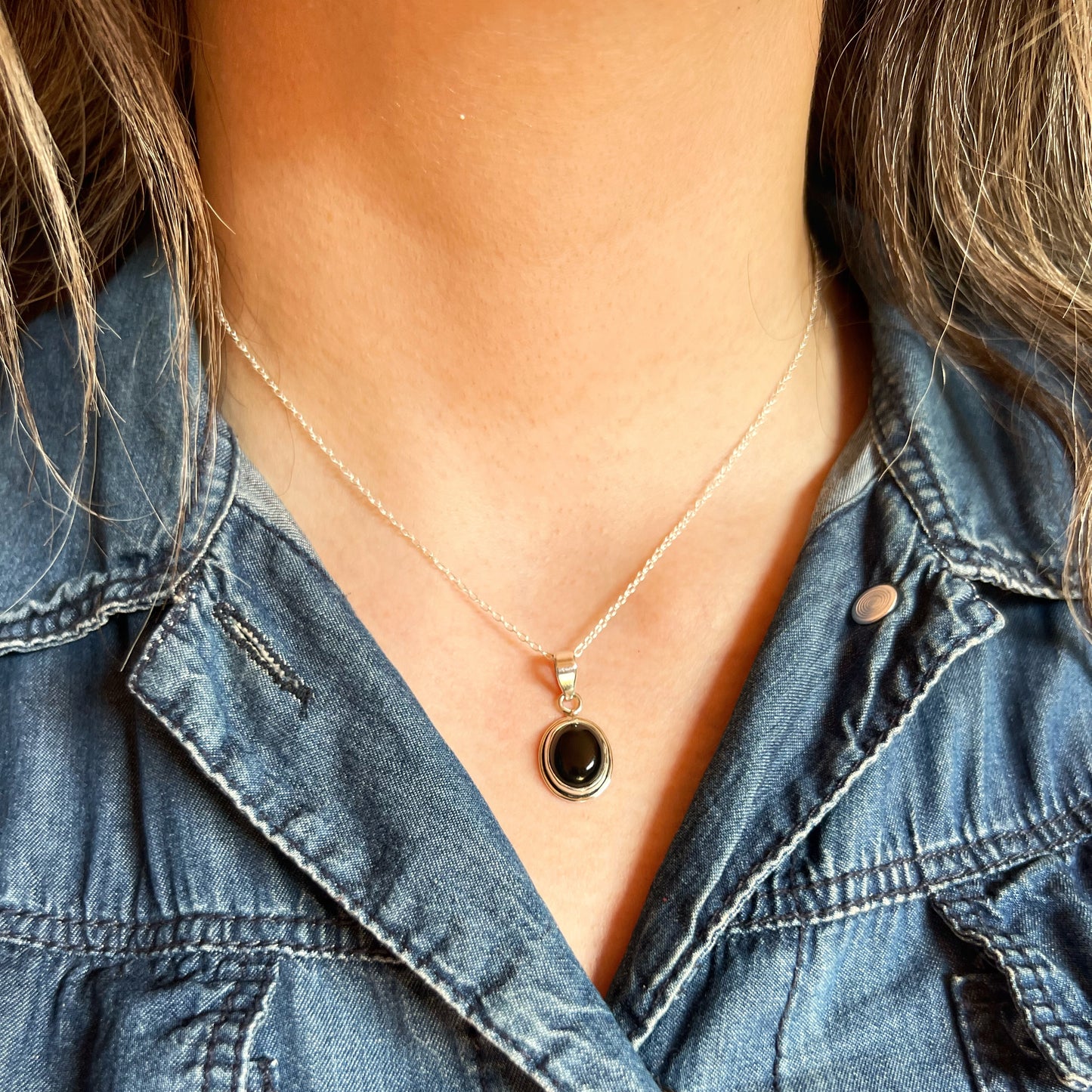 Colgante "Protección y confianza" | ónix negro | Plata 925