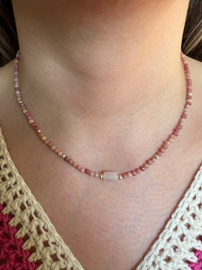 Colla "Amor propio"| Rodocrosita y cuarzo rosa | Plata 925