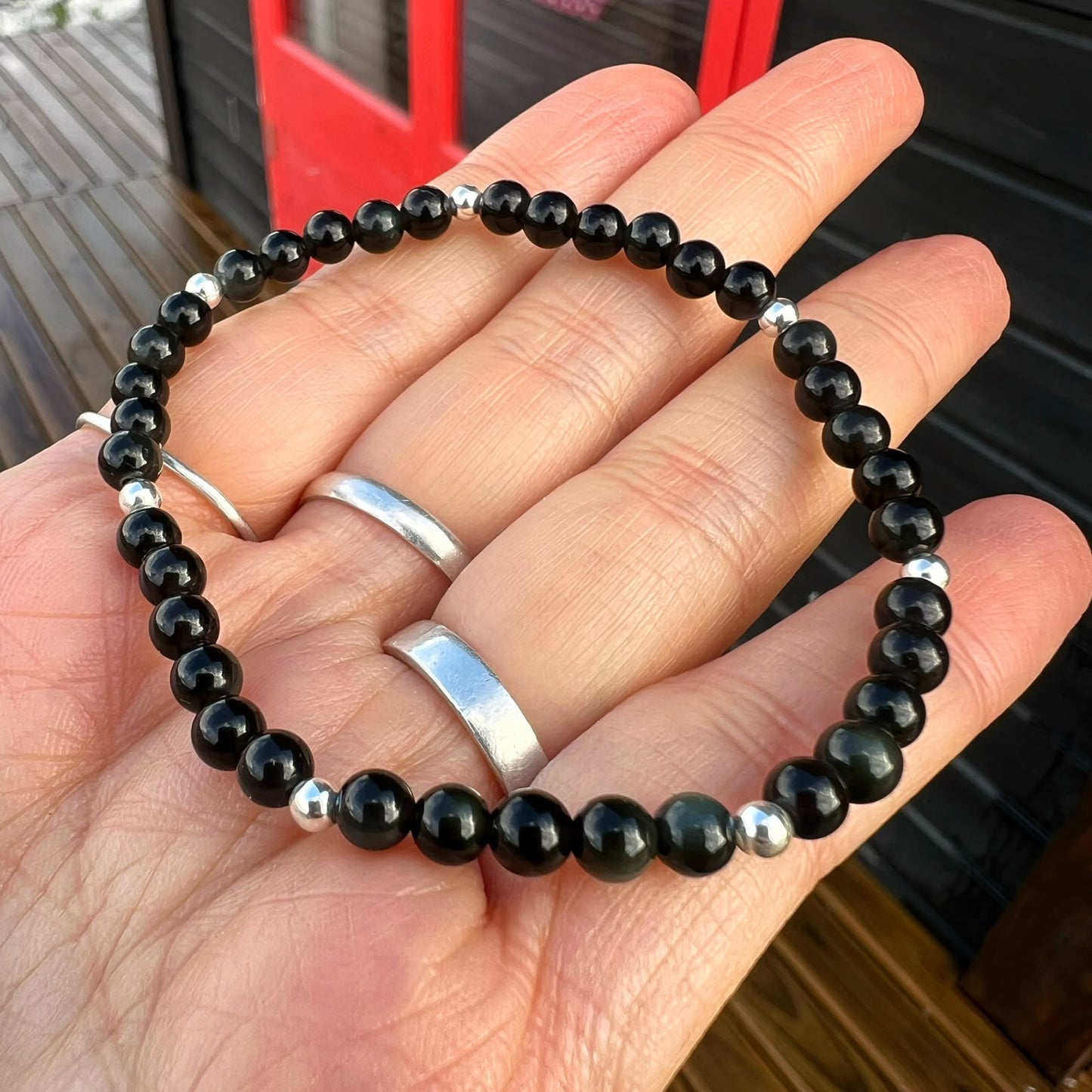 Pulsera Obsidiana negra y plata 925 | "Protección y transformación"